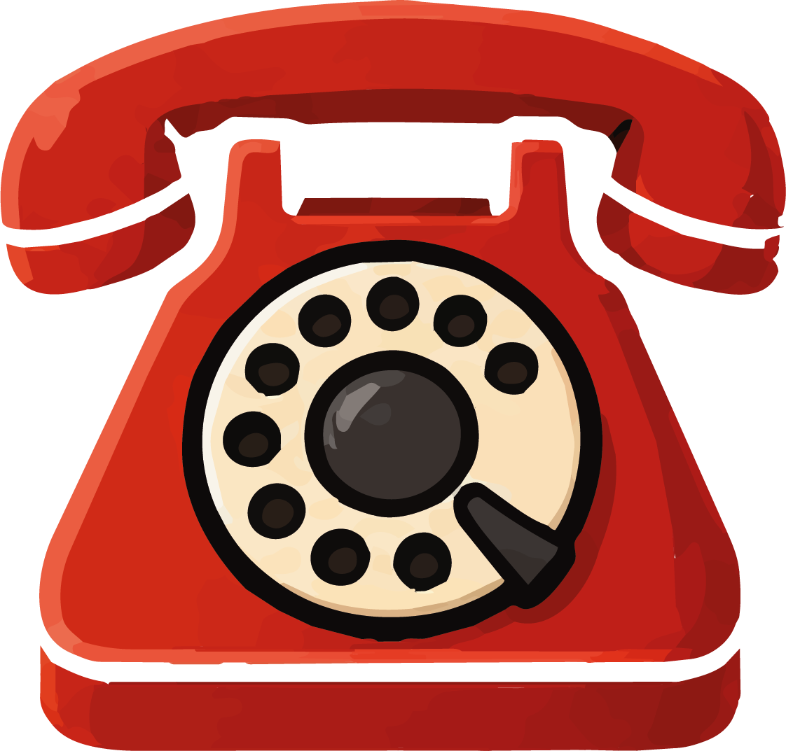 Rotes Retro-Telefon mit Wählscheibe.
