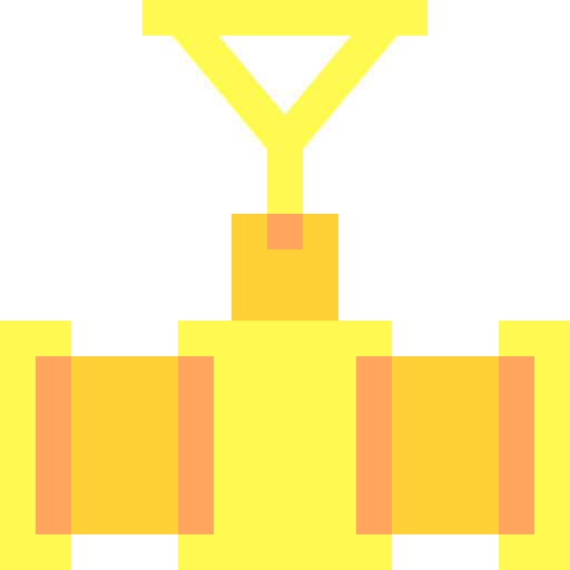 Yellow pipe connector splitting flow into two directions on transparent background.