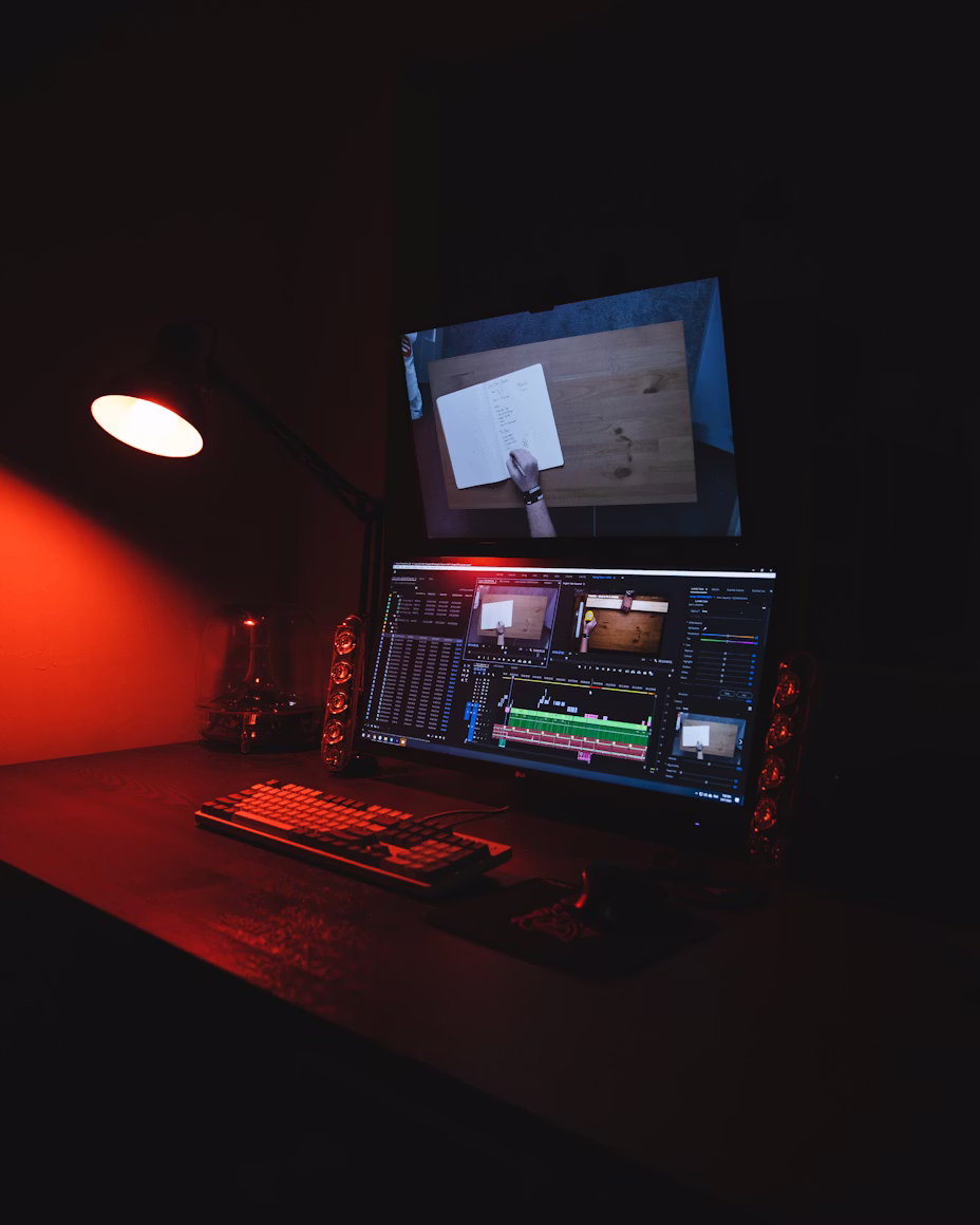 [background image] image of creative workspace (for a game development company)