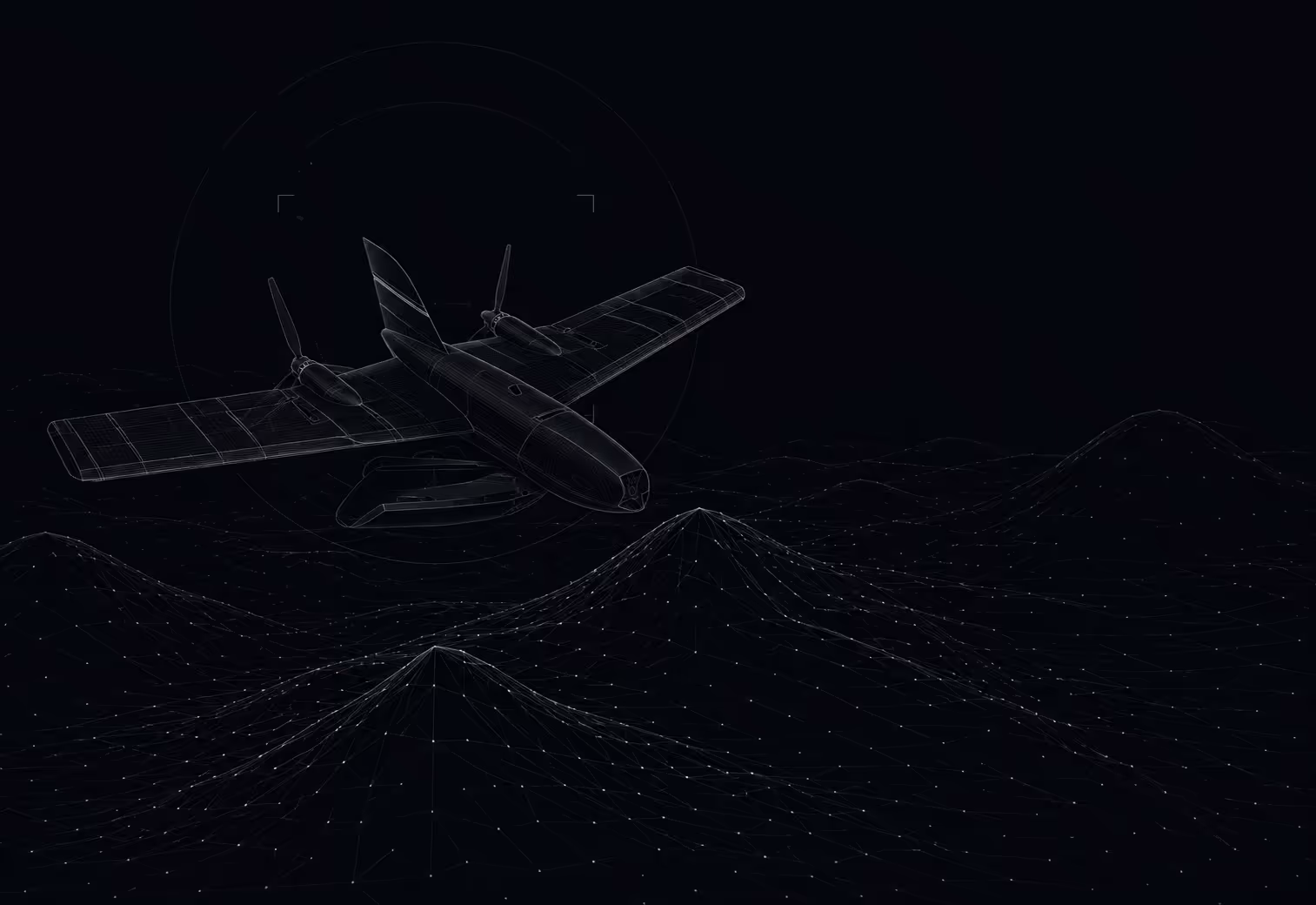 Interceptor drone flying over the terrain