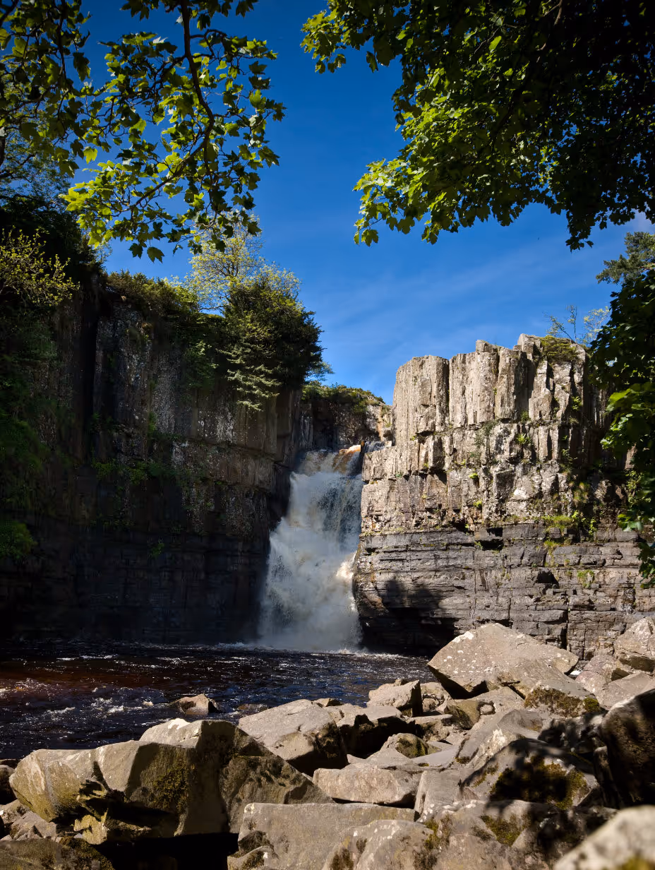 High Force waterfall in Teesdale, representing the local area served by Pennine Websites