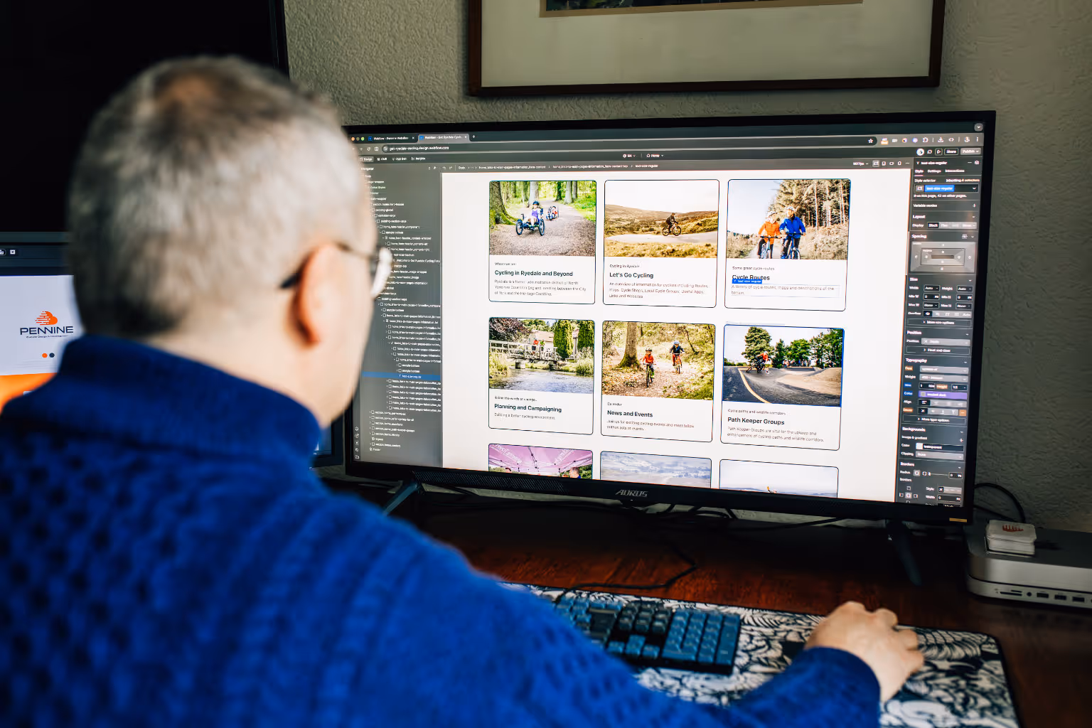 Freelance web developer Jamie McBain designing a custom website layout