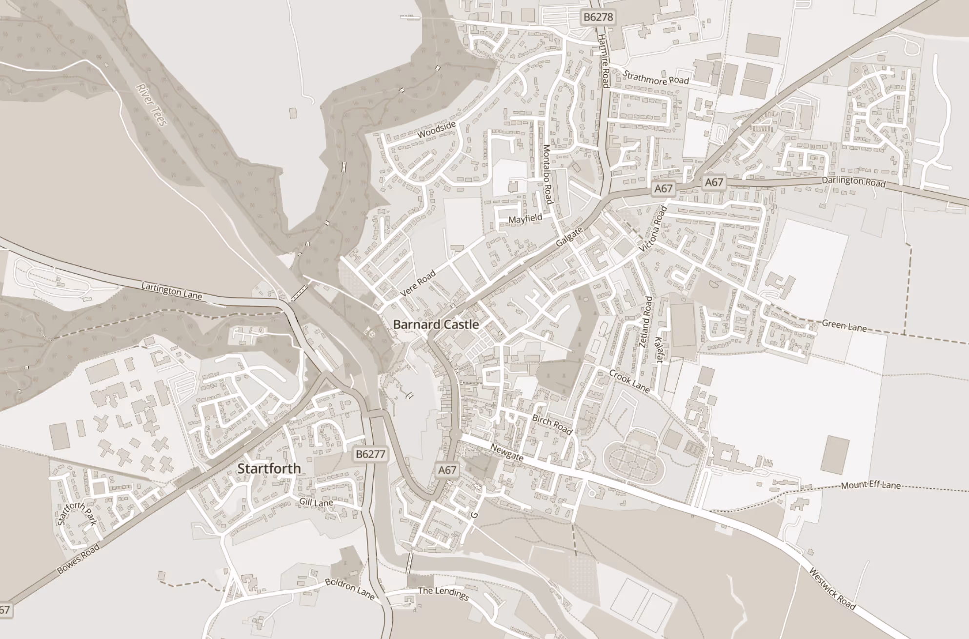 Map of Barnard Castle