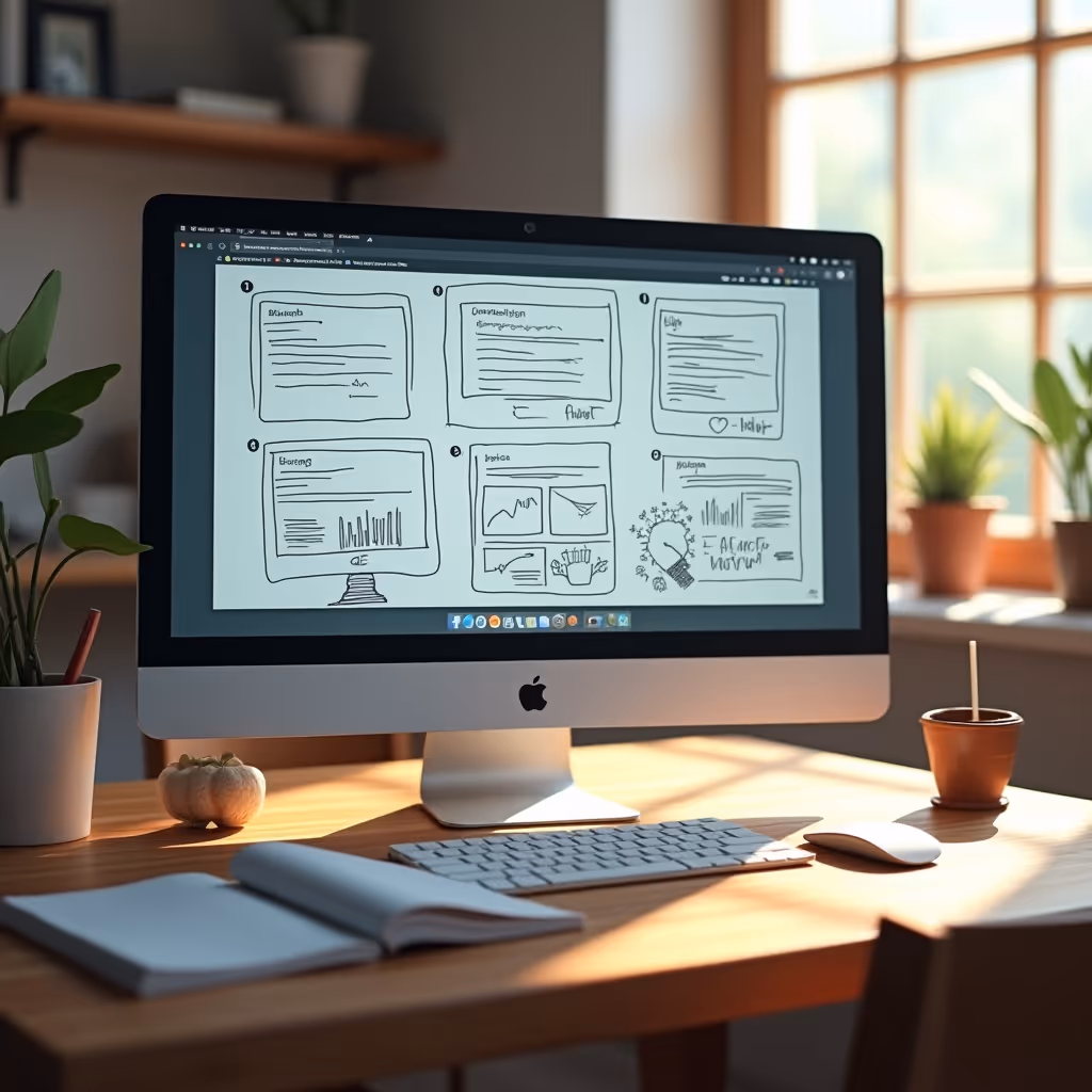 desktop computer no desk for website design