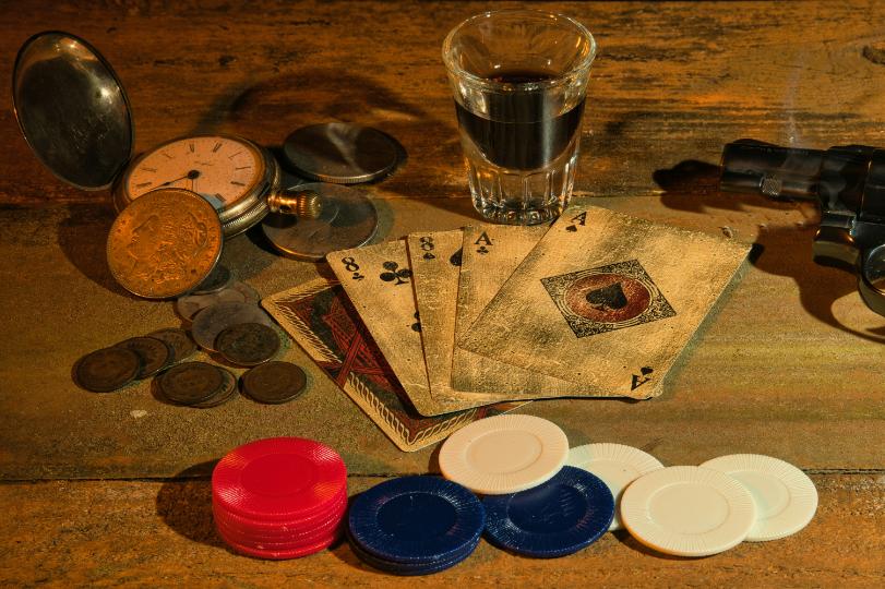 Poker chips and cards on a table