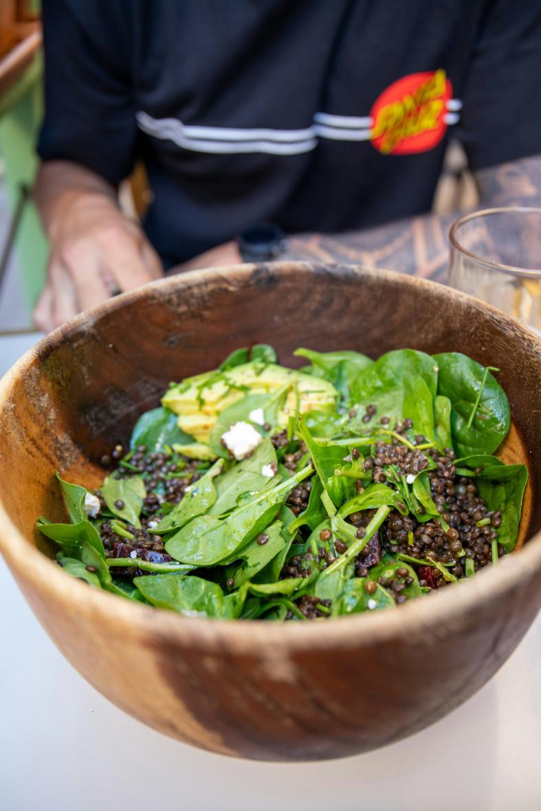 Quinoa salad with green edamame and toasted pumpkin seeds