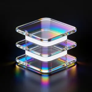Stacked iridescent layers representing structured website content