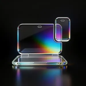 Iridescent laptop and smartphone representing responsive design