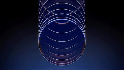 Blue metallic cylinder with concentric rings