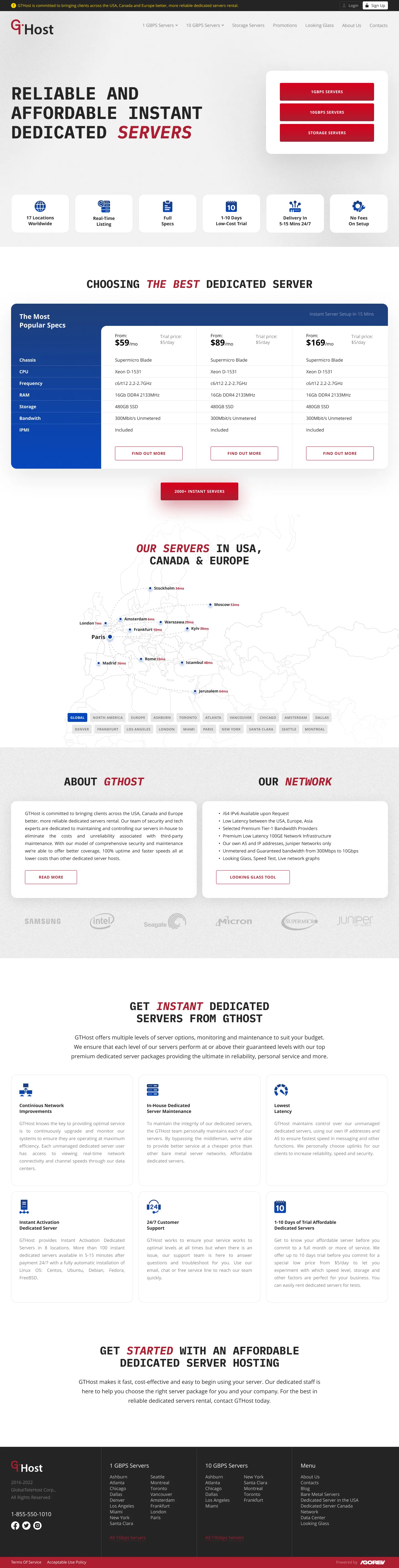 GT Host full website page showcase