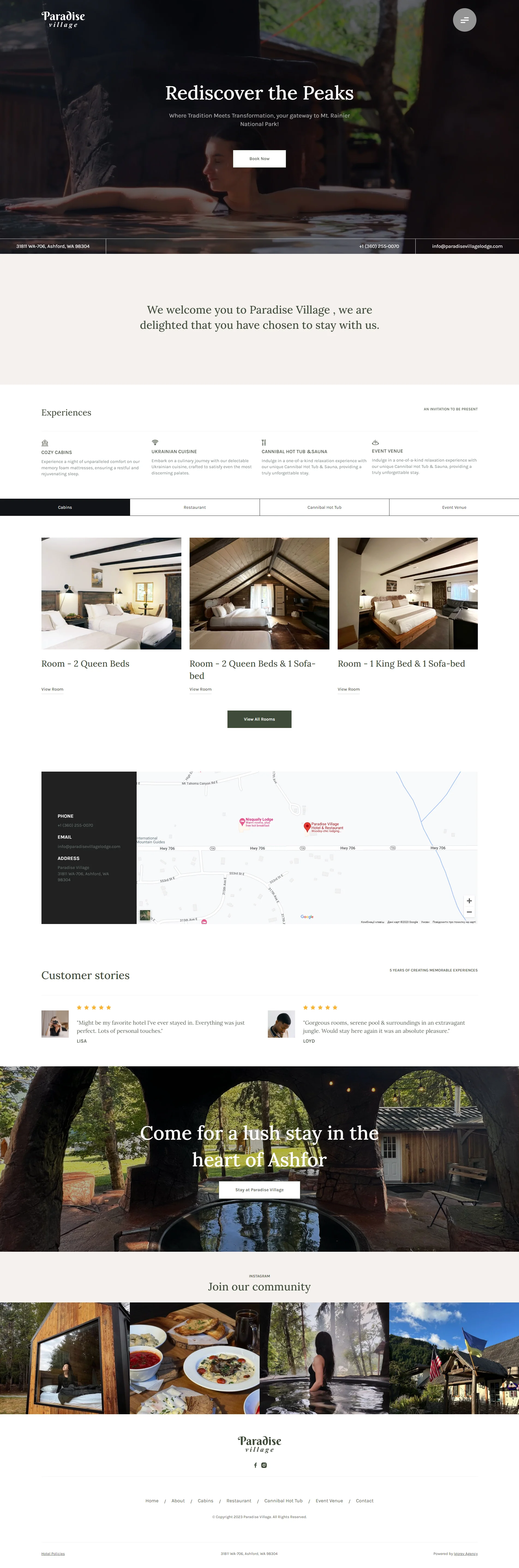 Paradise Village full website page showcase