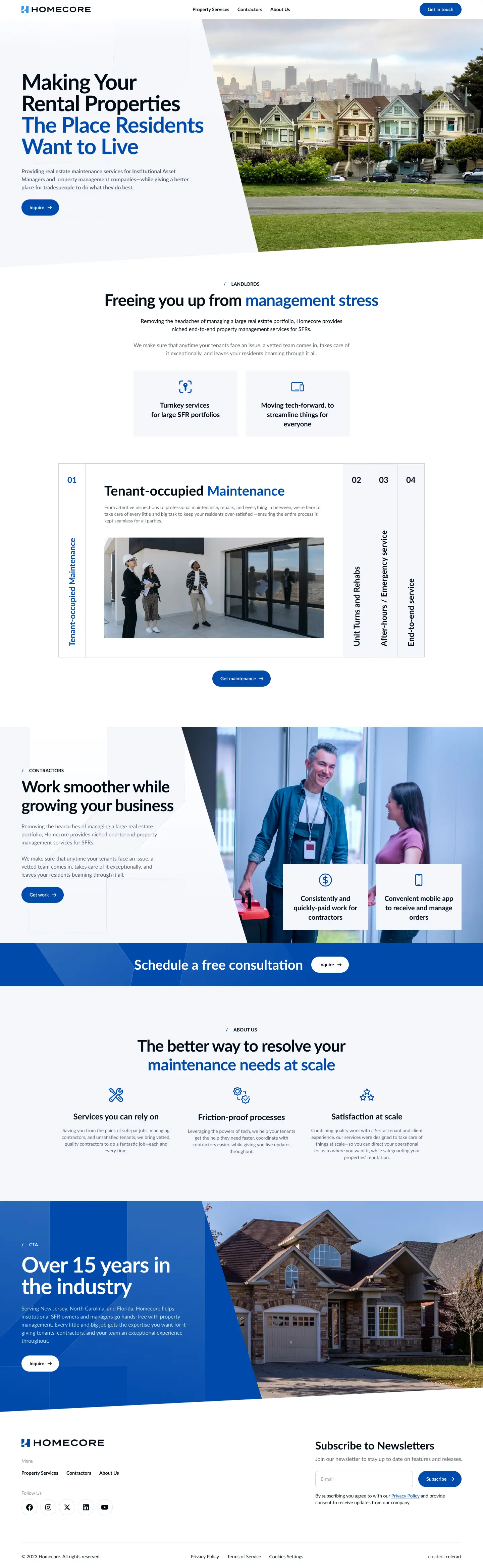 Homecore full website page showcase