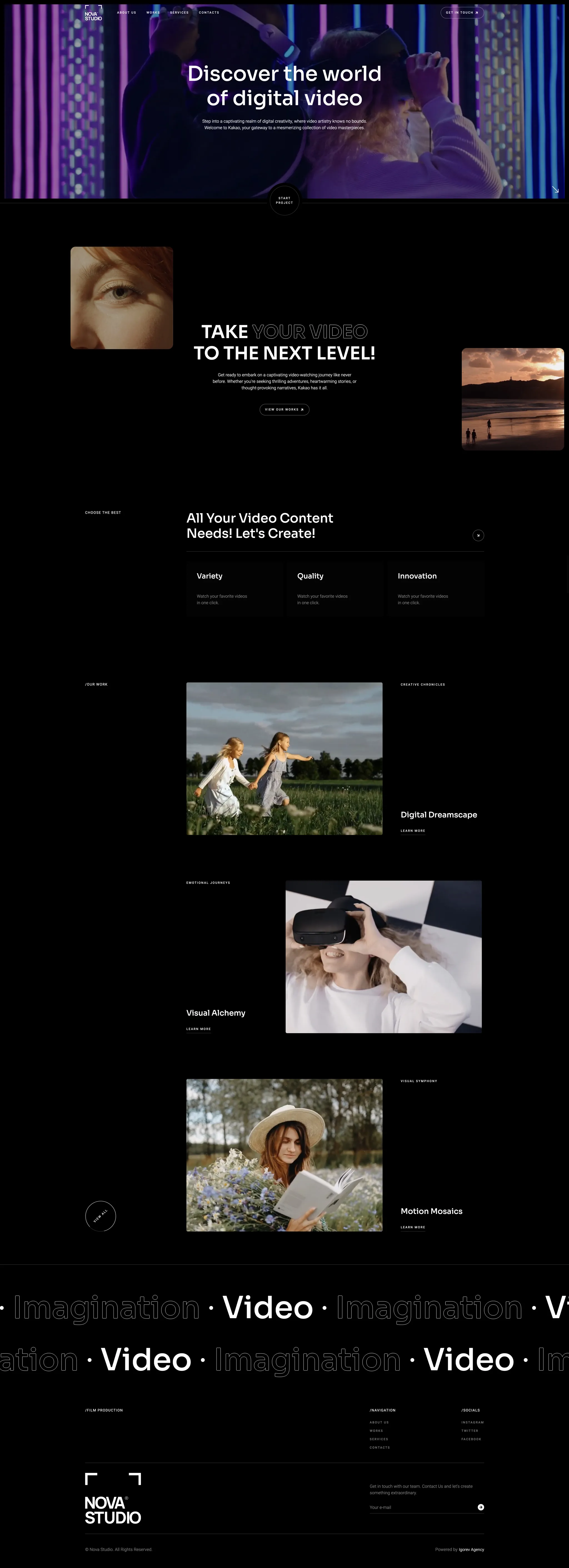 Nova Studio full website page showcase