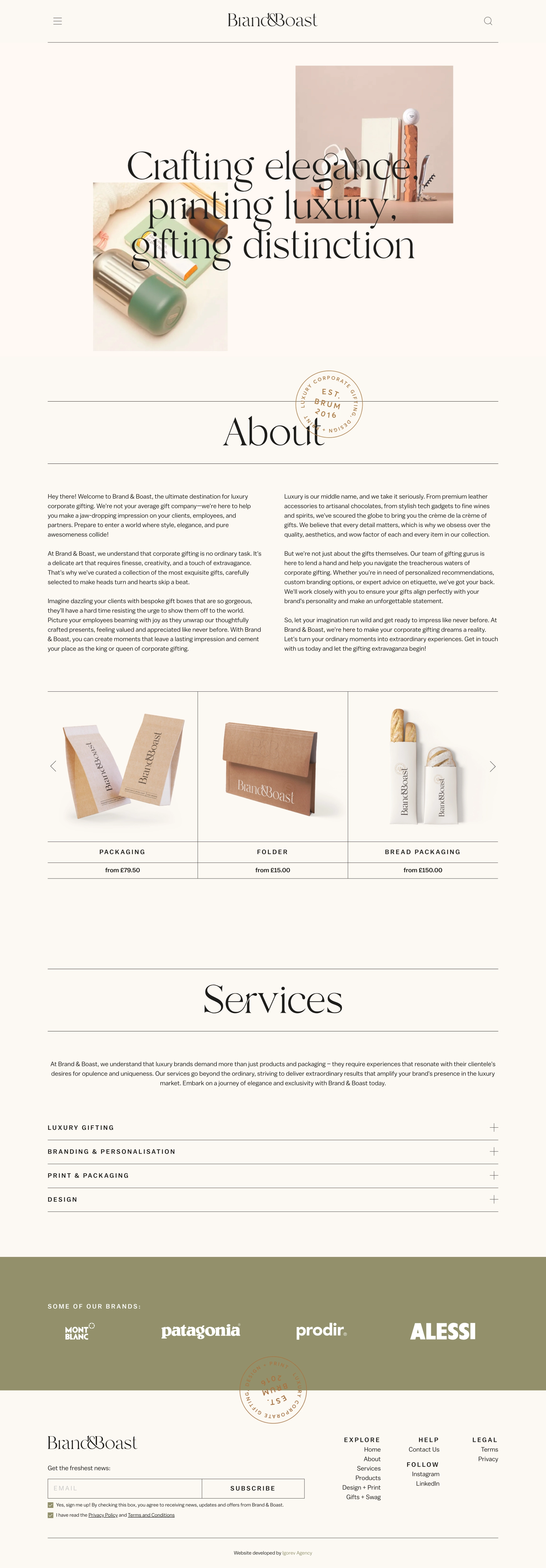 Brand & Boast full website page showcase