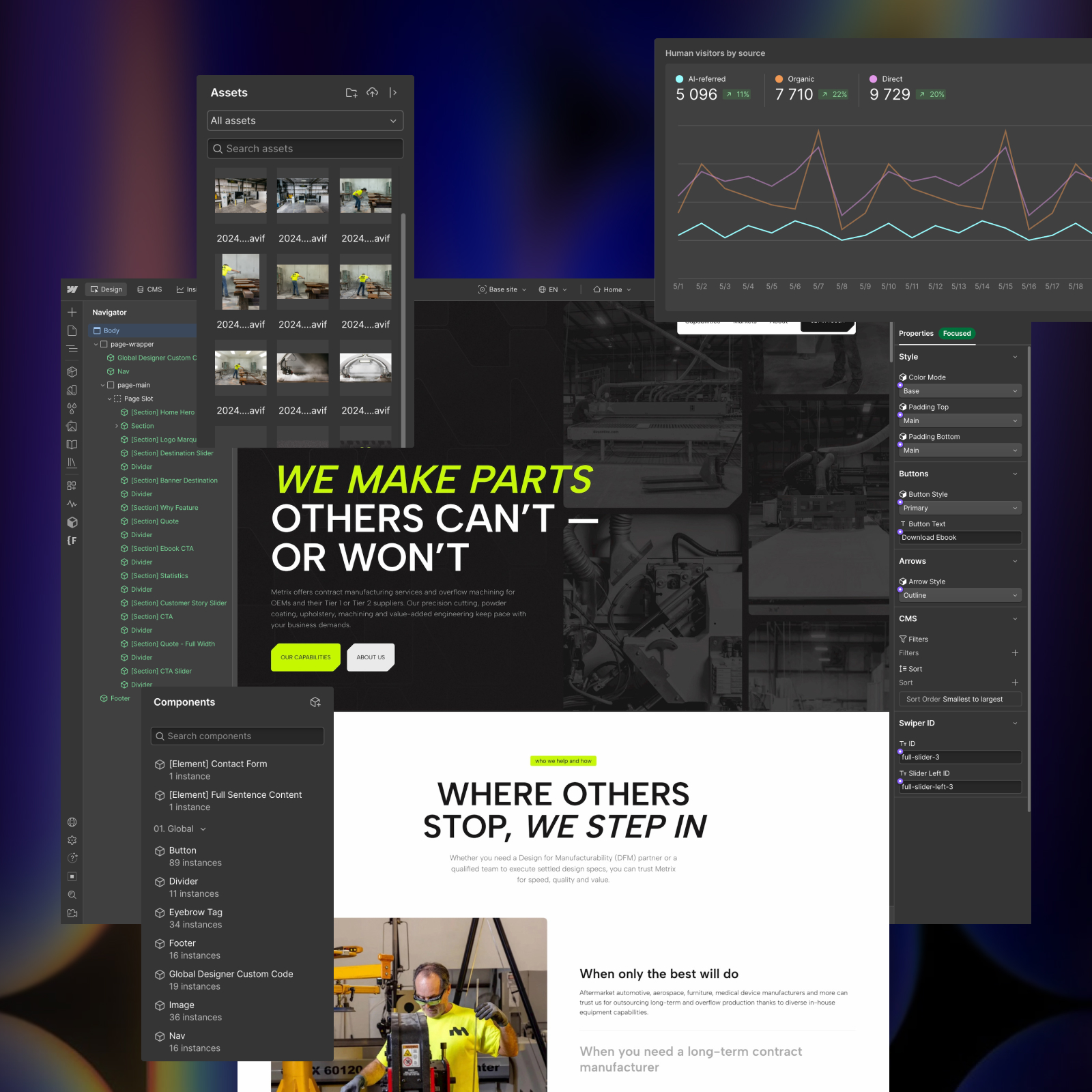 Industrial & Manufacturing Webflow website showcase