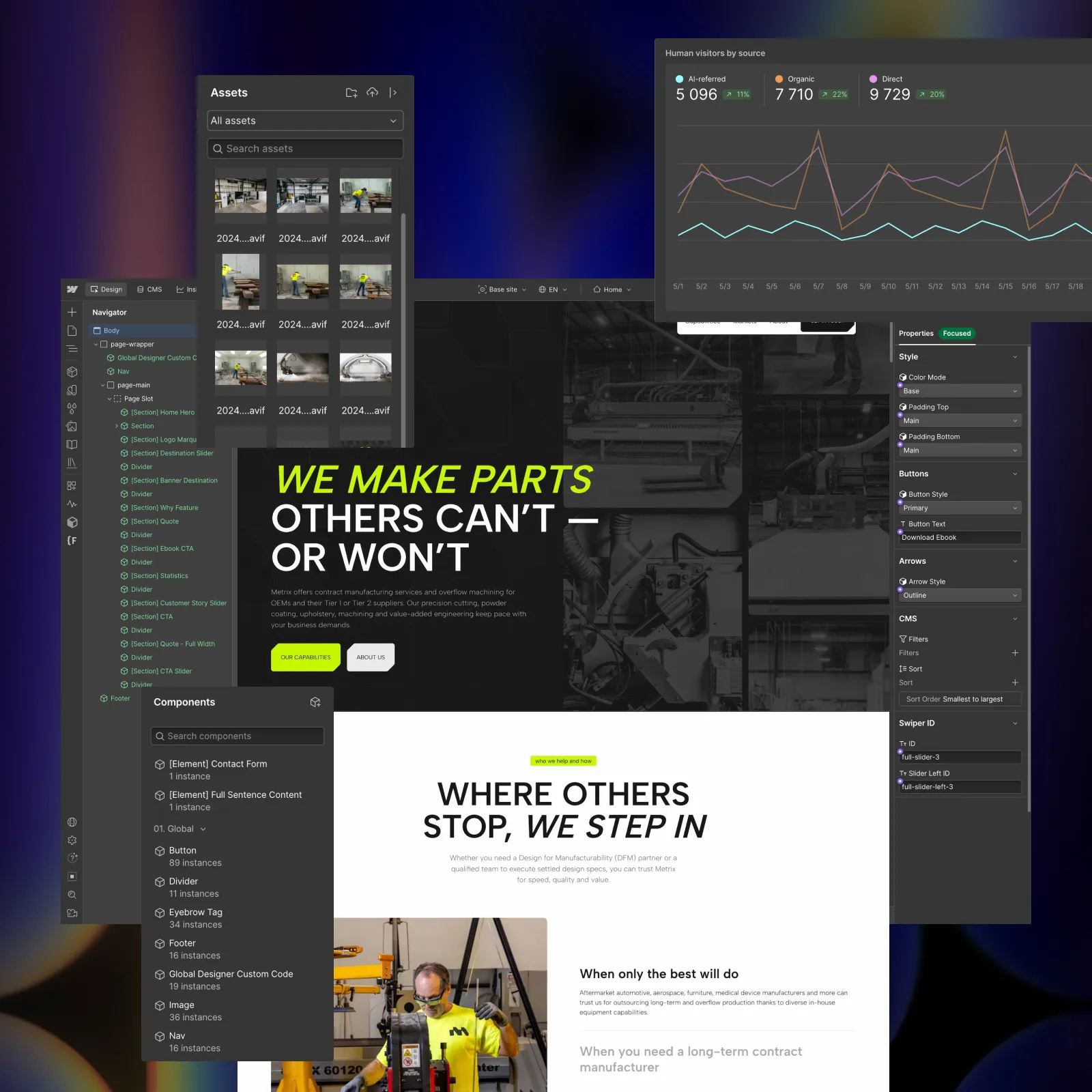 Industrial & Manufacturing Webflow website showcase