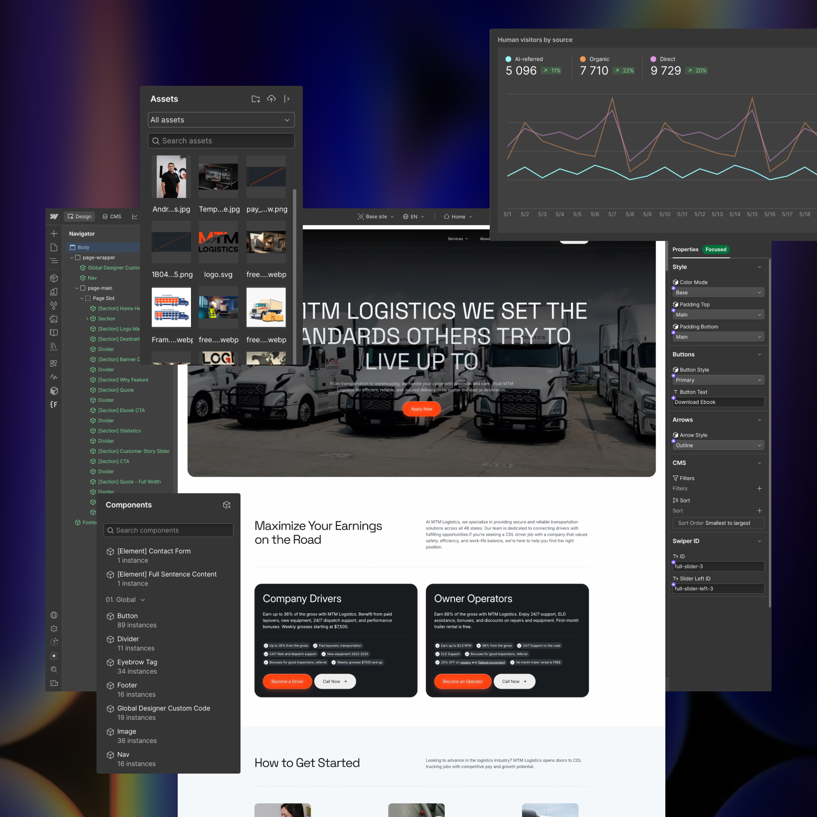 Transportation & Logistics Webflow website showcase