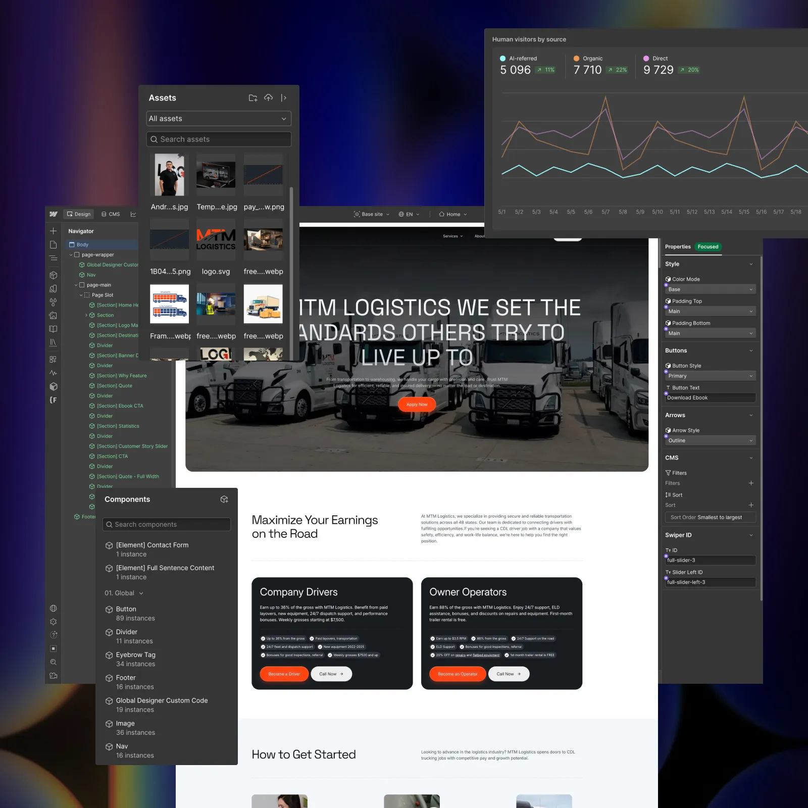 Transportation & Logistics Webflow website showcase