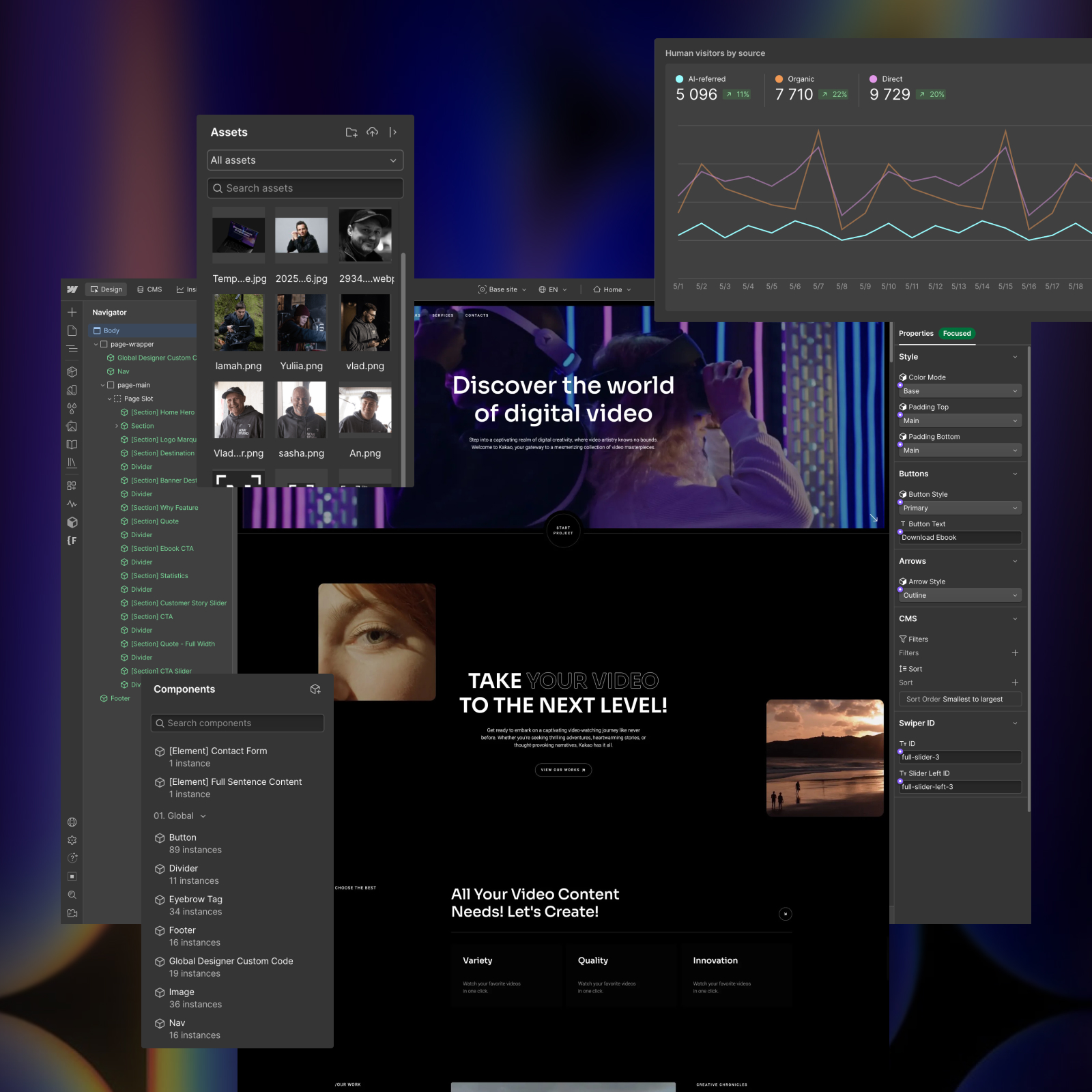 Creative, Media & Culture Webflow website showcase