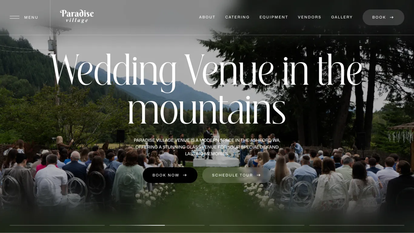 Paradise Venue website design showcase 1