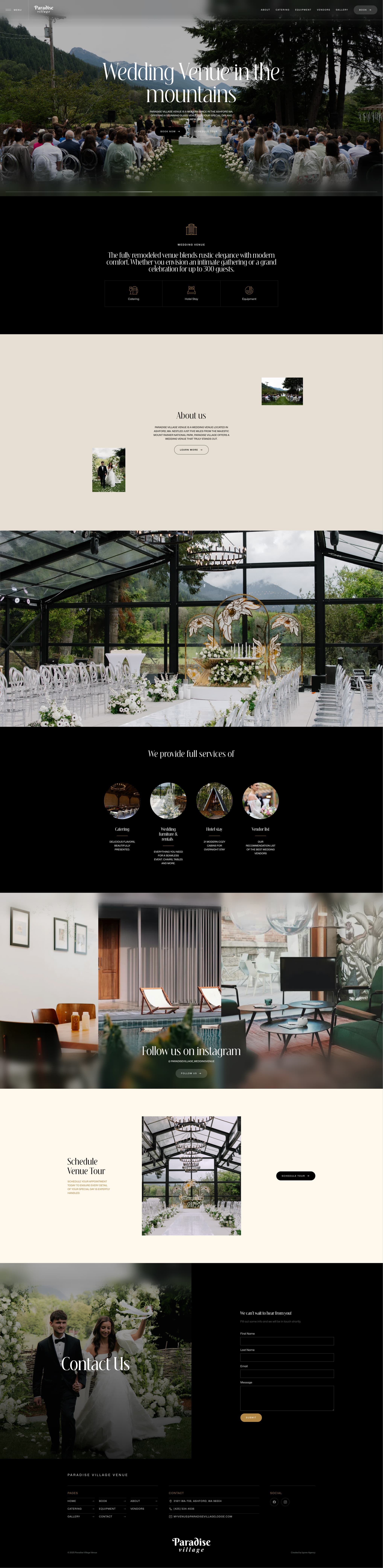 Paradise Venue full website page showcase