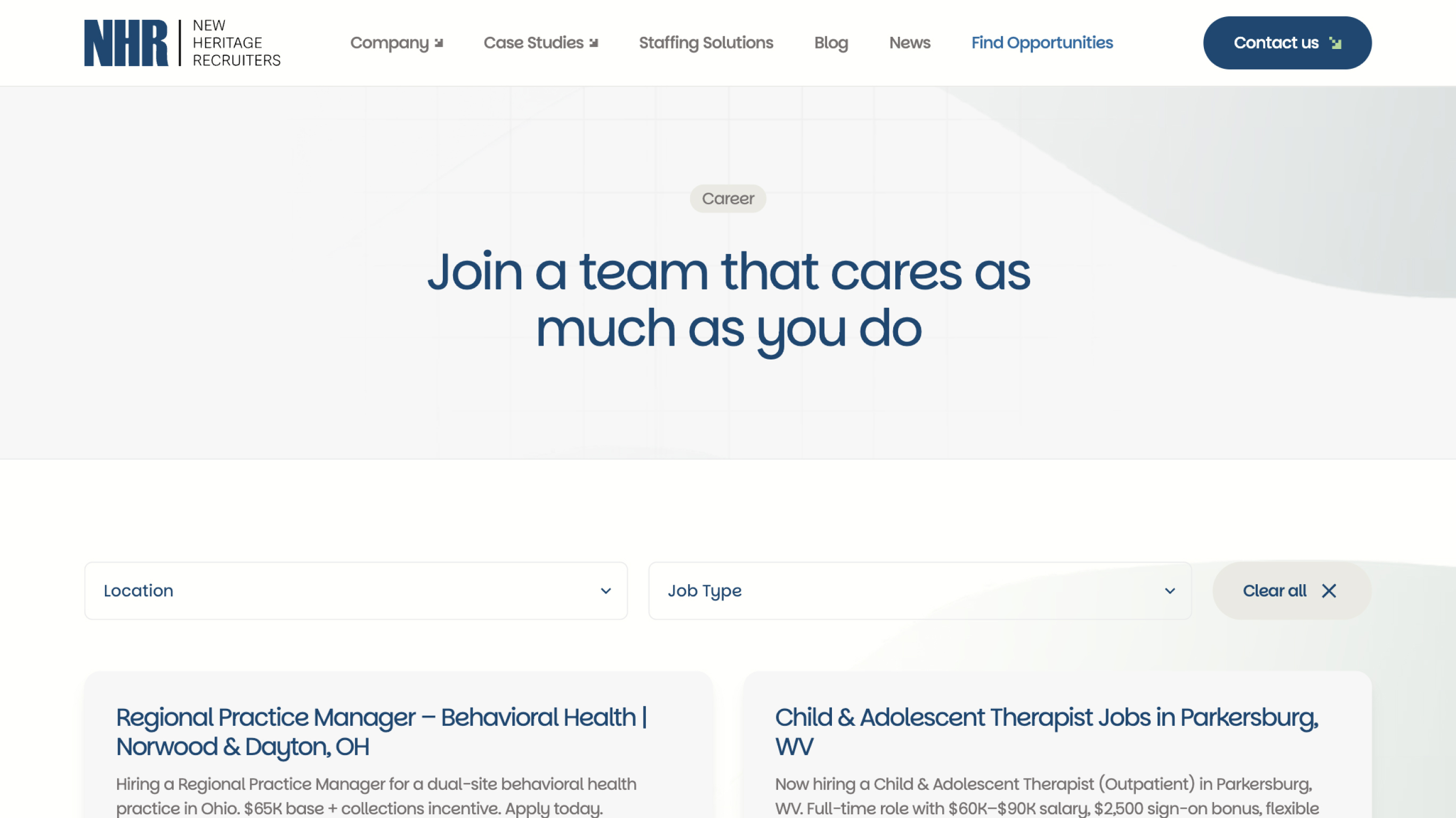 New Heritage Recruiters website design showcase 2
