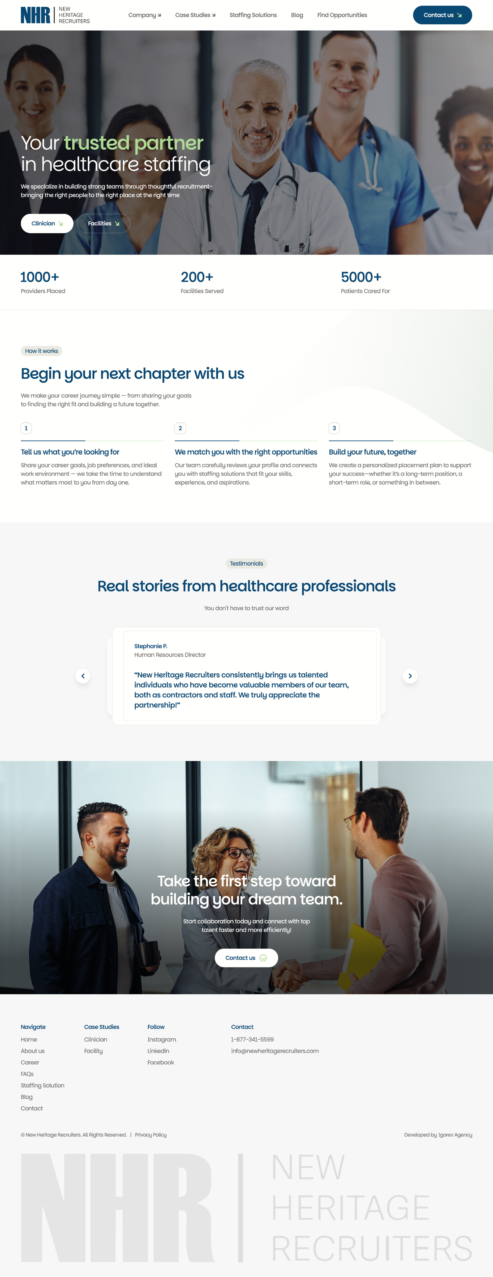 New Heritage Recruiters full website page showcase