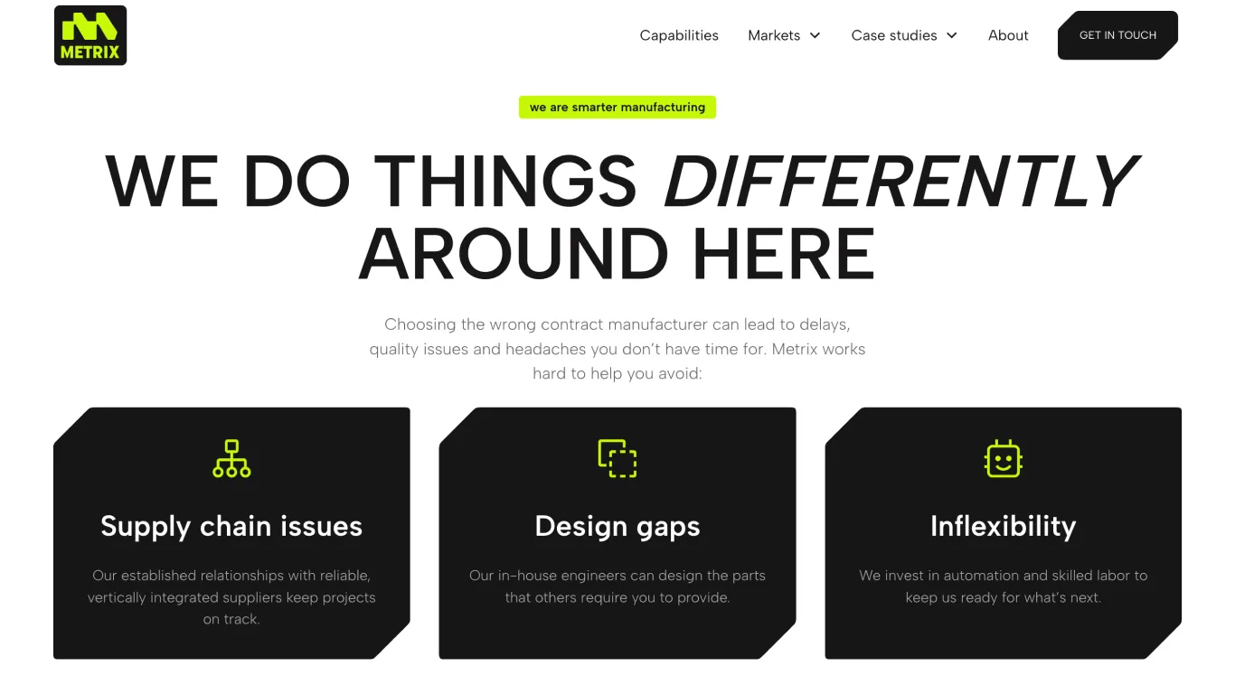 Metrix website design showcase 2