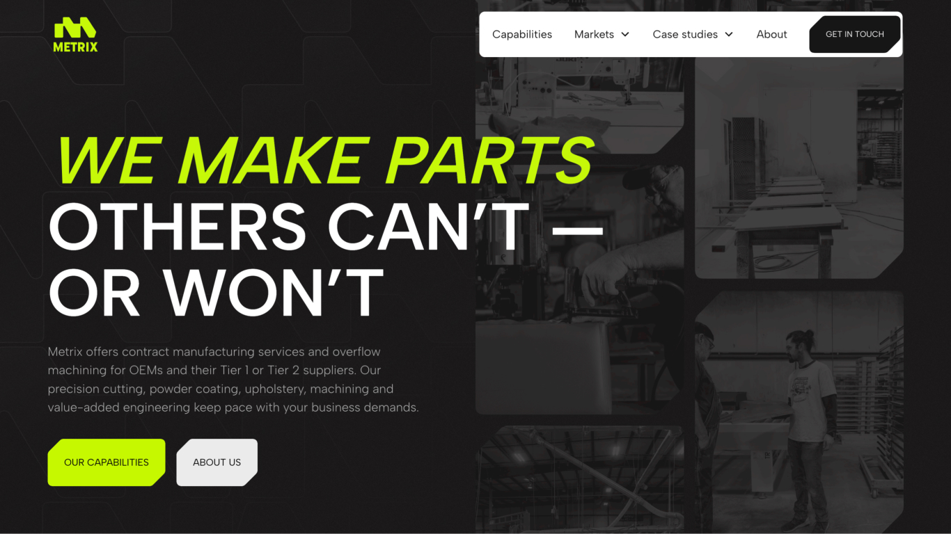 Metrix website design showcase 1