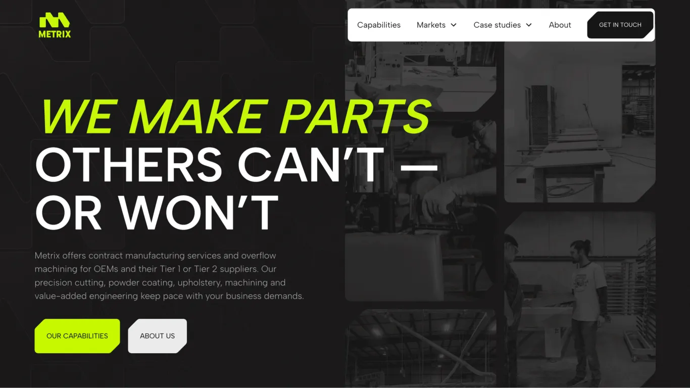 Metrix website design showcase 1