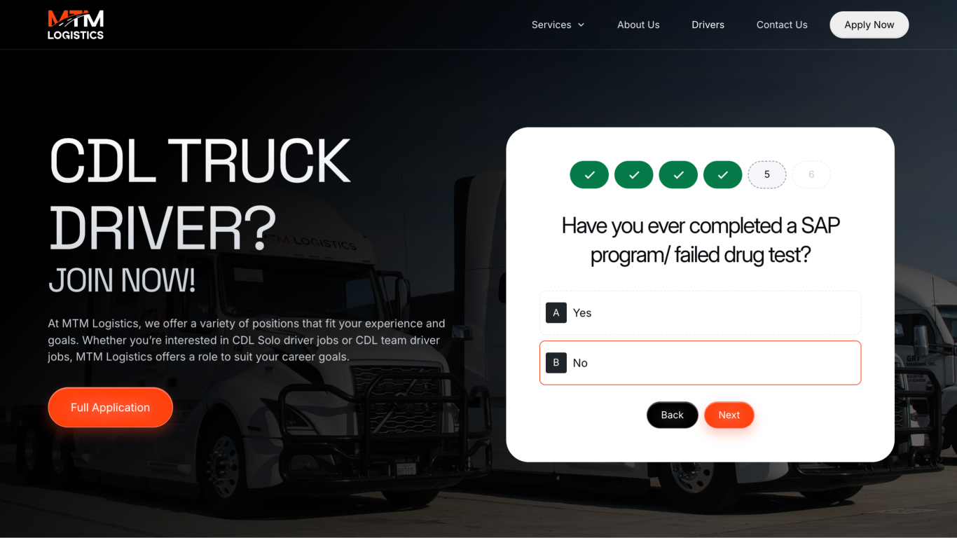 MTM Logistics website design showcase 3
