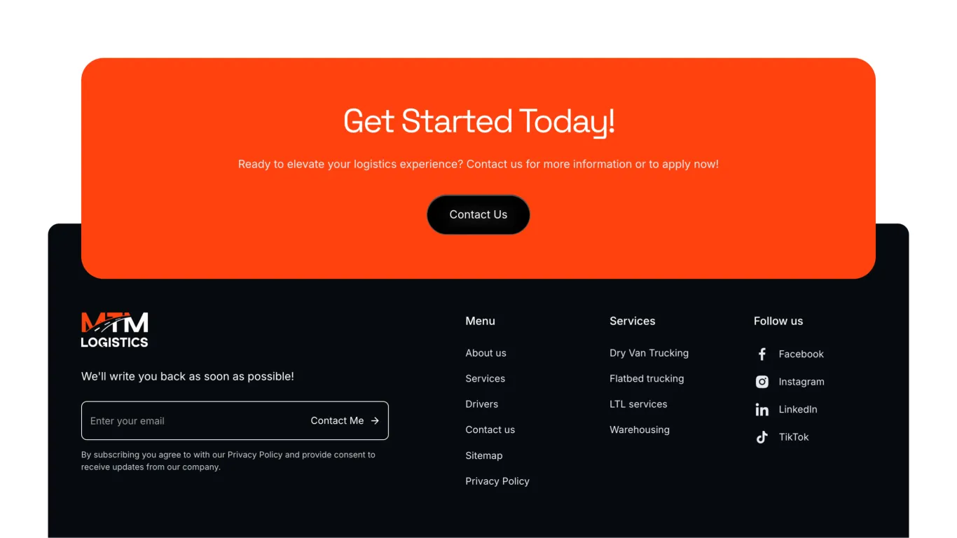 MTM Logistics website design showcase 6