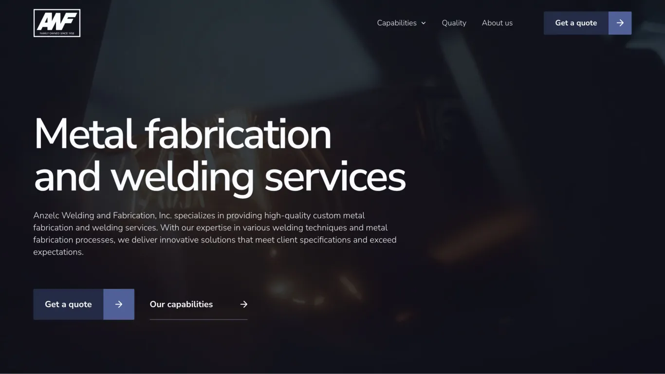 Anzelc Welding Fabrication website design showcase 1