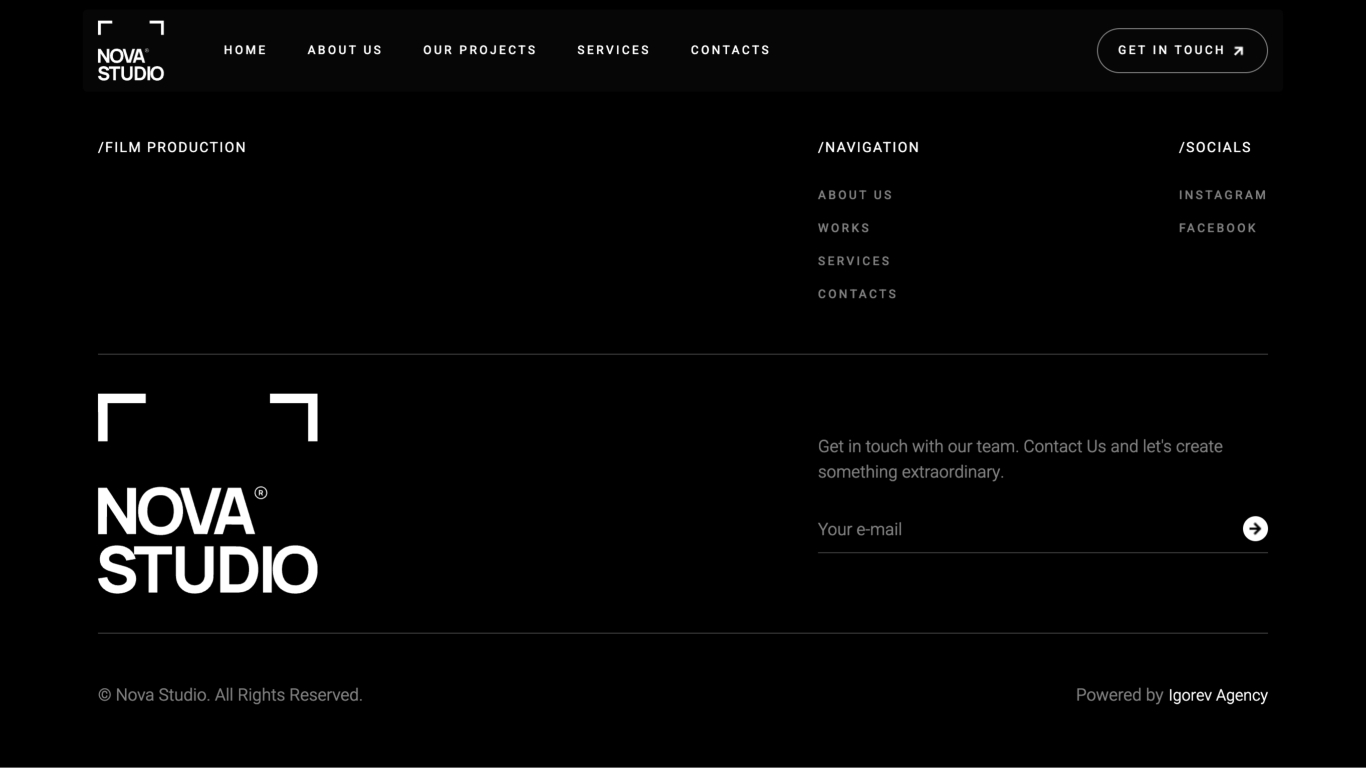 Nova Studio website design showcase 3