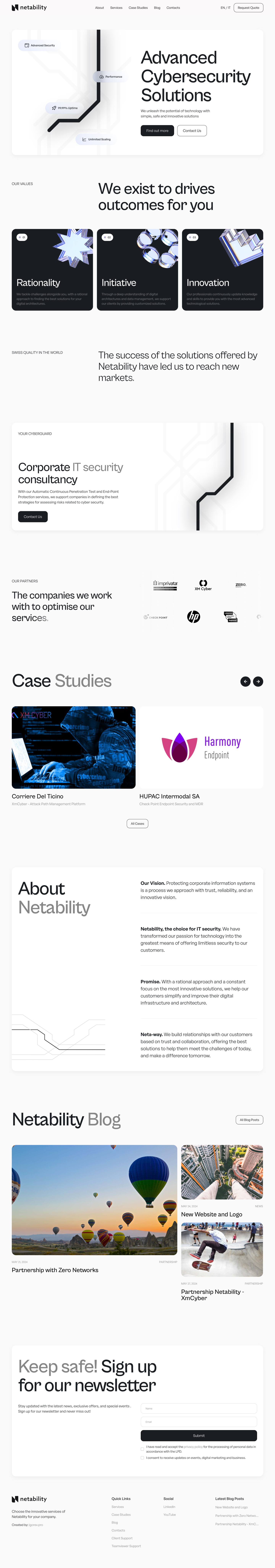 Netability full website page showcase