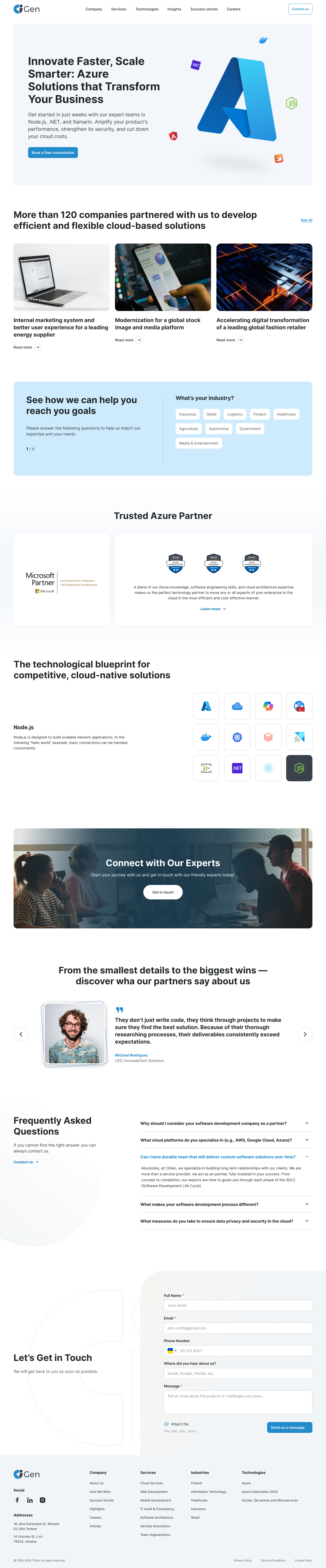 CiGen full website page showcase
