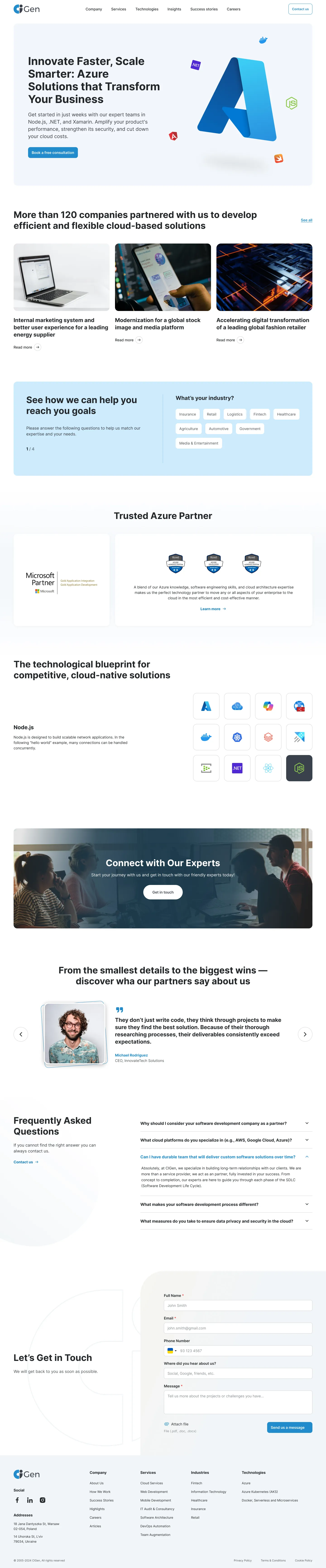 CiGen full website page showcase