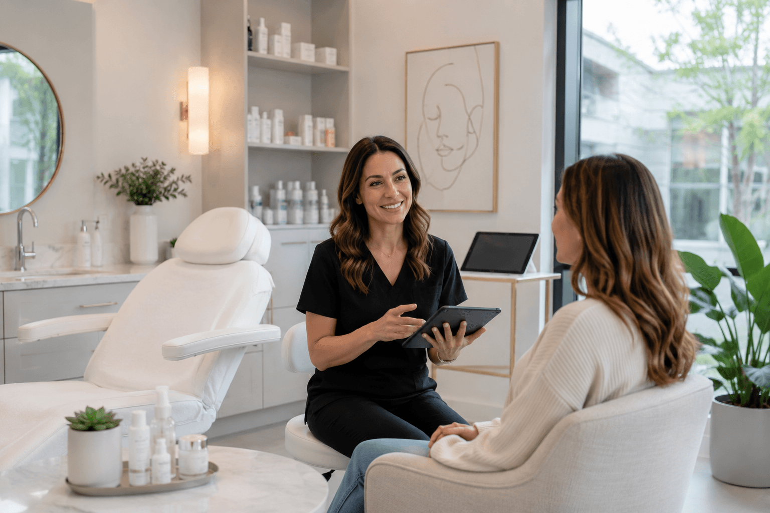  Patient consultation at an aesthetic clinic in Los Gatos, California