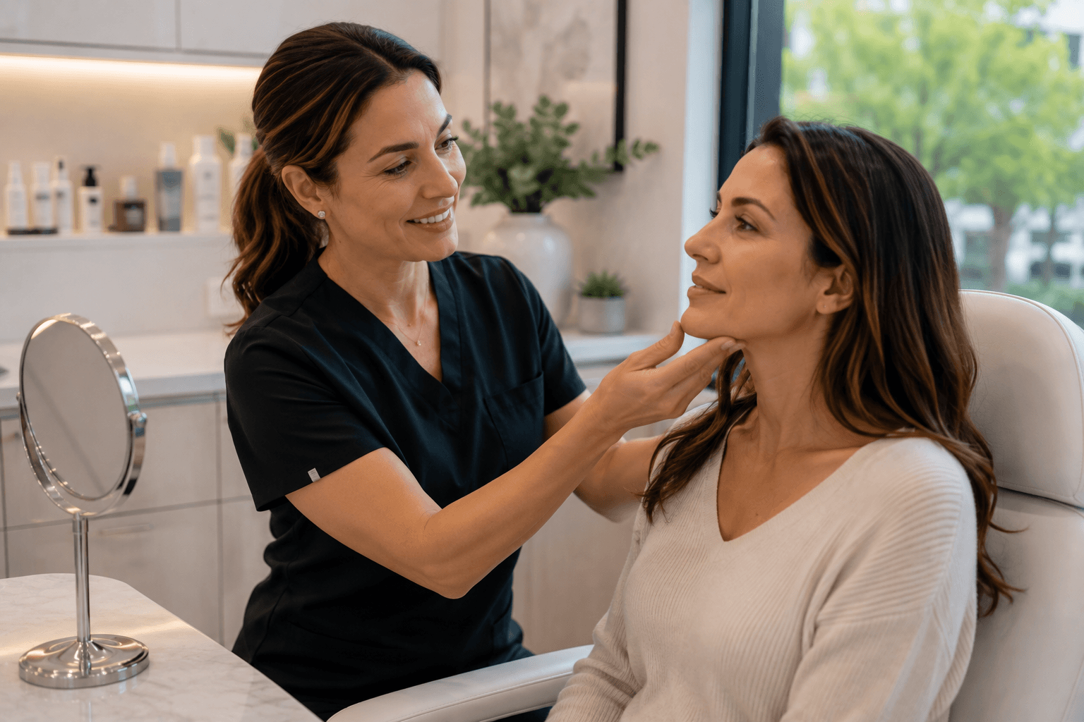 Before and after facial restoration treatment in Los Gatos, California