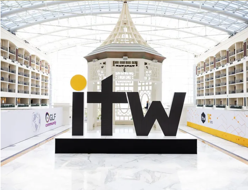 ITW logo on a photograph from last year's conference.
