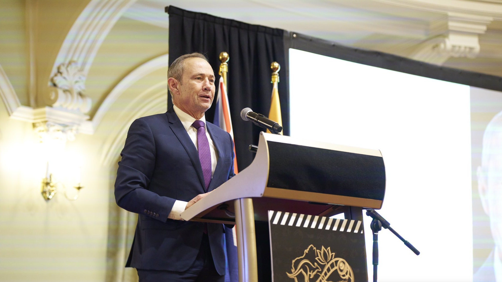 Premier of Western Australia Roger Cook speaking at the WAIFC launch