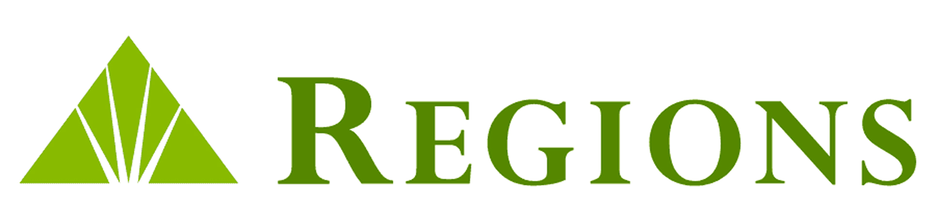 Regions Bank logo with green triangular emblem and the word REGIONS in green text.