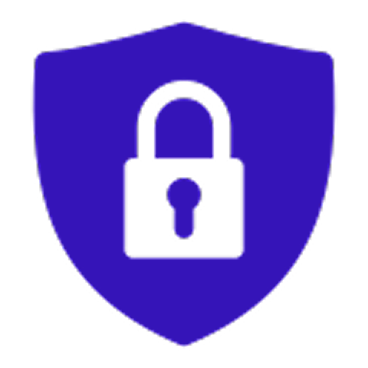 Padlock centered on a Purple shield symbolizing security or protection.