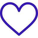 Simple purple outline of a heart shape.