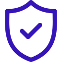 Purple shield icon with a checkmark inside representing security or protection.