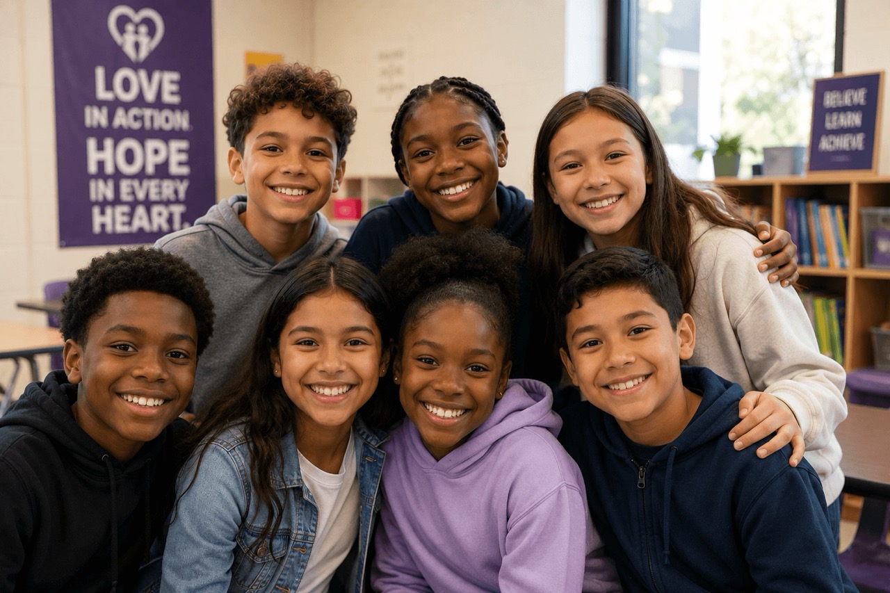 Mentor supporting students during a youth educational development program