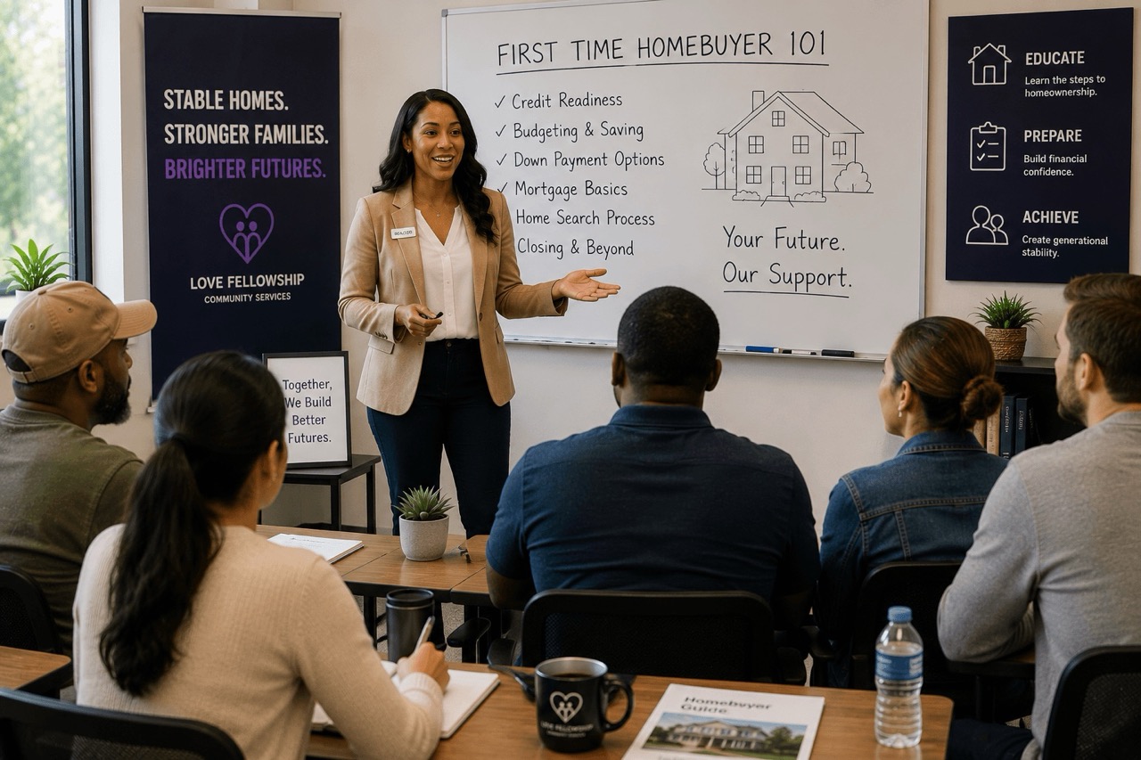 Realtor leading a first-time homebuyer education workshop
