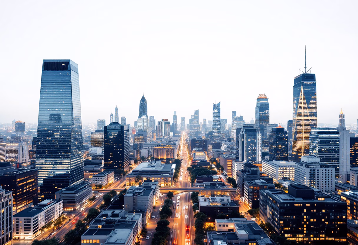 [background image] image of cityscape at dusk (for a pr firm)