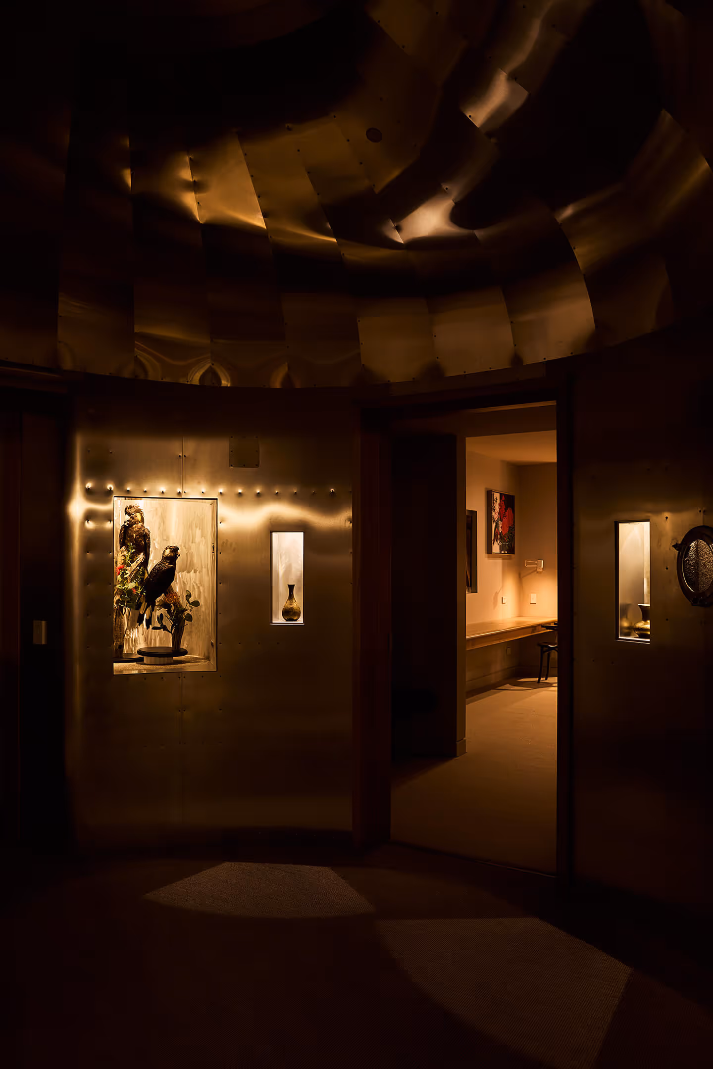 A moody photo of the gallery starwell