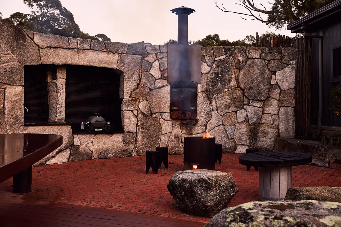 Outside firepit and BBQ